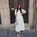 Vestido Midi com Manga Ampla