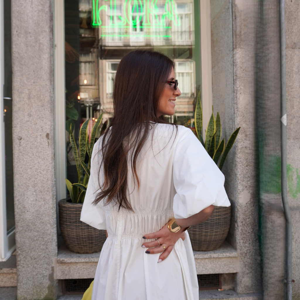Vestido Midi com Manga Ampla