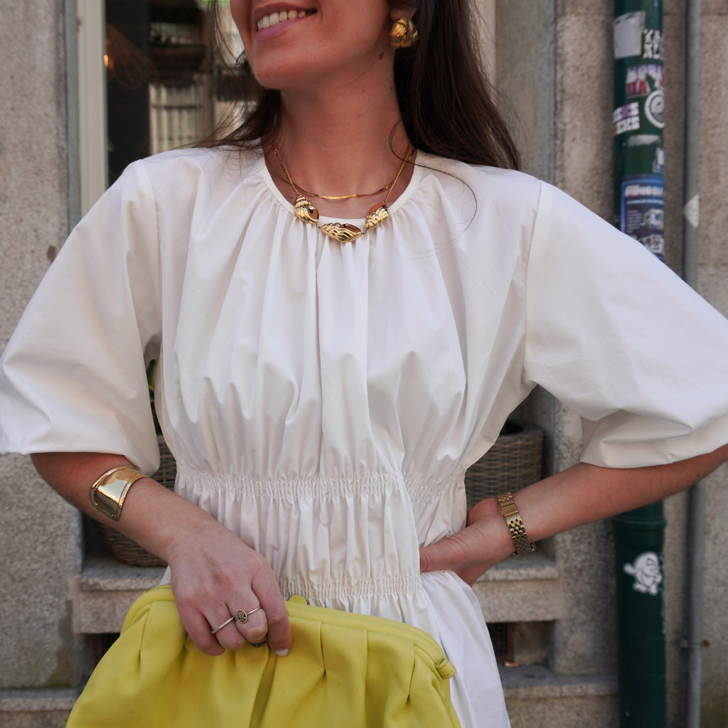Vestido Midi com Manga Ampla