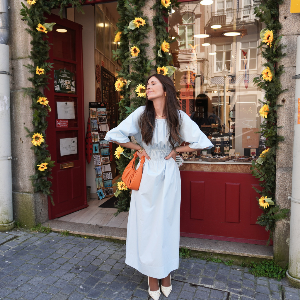Vestido Midi com Manga Ampla