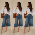 Bermuda Denim de Cintura Alta