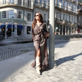 Vestido midi Castanho